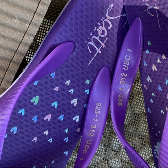 2pr. Gently Worn/Clean Sz-C/ 11-12 Cat& Jack Tan Sandals/Purple Scott Flip Flops - Picture 5 of 16
